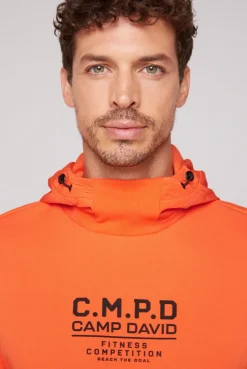 CAMP DAVID & SOCCX Hoodie im Materialmix mit Artwork und Rückentasche signal orange signalorange Best