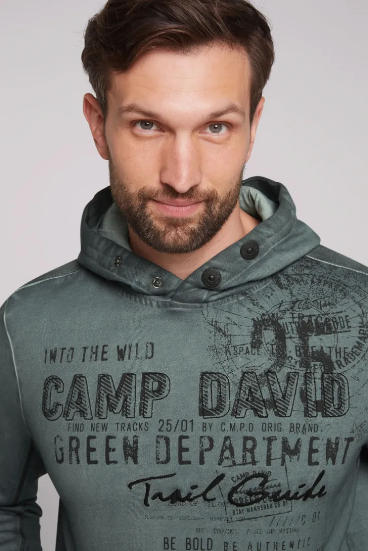 CAMP DAVID & SOCCX Hoodie Oil Dyed mit Artworks deep forest deepforest New