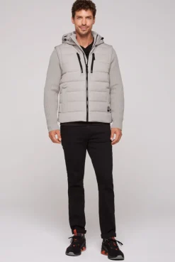CAMP DAVID & SOCCX 2-in-1 Steppweste mit abtrennbaren Ärmeln light grey lightgrey Discount