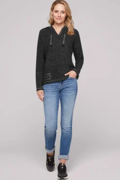 CAMP DAVID & SOCCX Kapuzenpullover aus Flauschstrick black Clearance