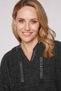 CAMP DAVID & SOCCX Kapuzenpullover aus Flauschstrick black Clearance