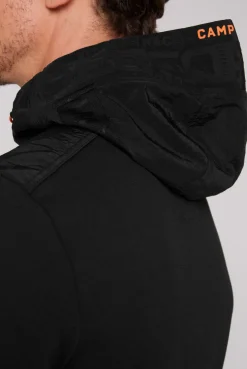 CAMP DAVID & SOCCX Kapuzensweatjacke im Materialmix mit Rubber Prints black Clearance