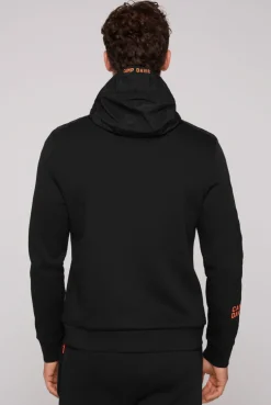 CAMP DAVID & SOCCX Kapuzensweatjacke im Materialmix mit Rubber Prints black Cheap