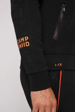 CAMP DAVID & SOCCX Kapuzensweatjacke im Materialmix mit Rubber Prints black Cheap