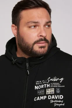 CAMP DAVID & SOCCX Kapuzensweatjacke mit Label-Applikationen black Outlet