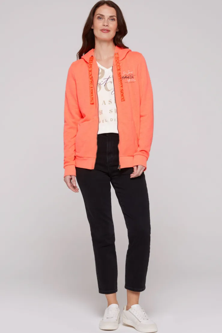 CAMP DAVID & SOCCX Kapuzensweatjacke mit Rückenprint neon orange neonorange Discount