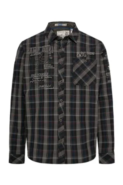 CAMP DAVID & SOCCX Karohemd mit Label-Applikationen black Cheap