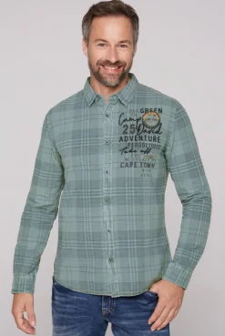CAMP DAVID & SOCCX Karohemd mit Label-Applikationen teal Discount