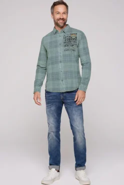 CAMP DAVID & SOCCX Karohemd mit Label-Applikationen teal Discount