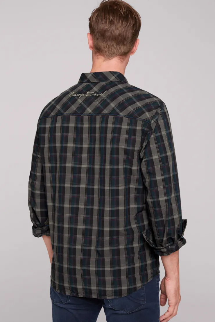 CAMP DAVID & SOCCX Karohemd mit Label-Applikationen black New
