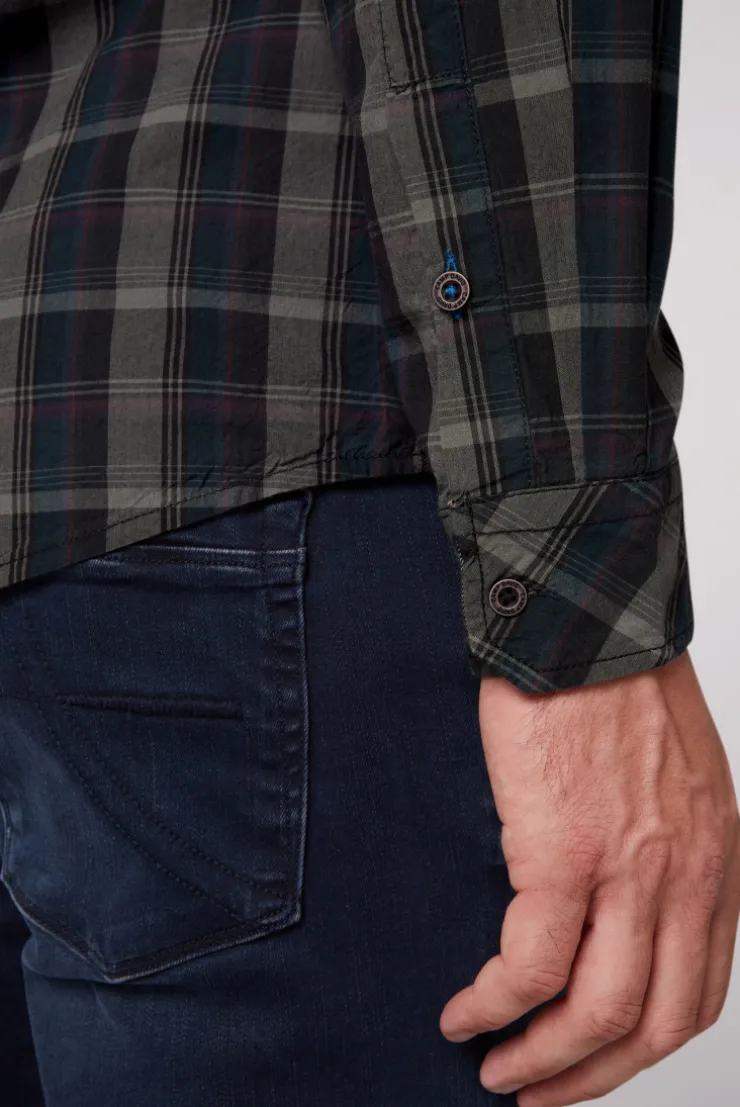 CAMP DAVID & SOCCX Karohemd mit Label-Applikationen black New