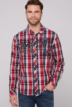 CAMP DAVID & SOCCX Karohemd mit Label-Applikationen flight red flightred Online