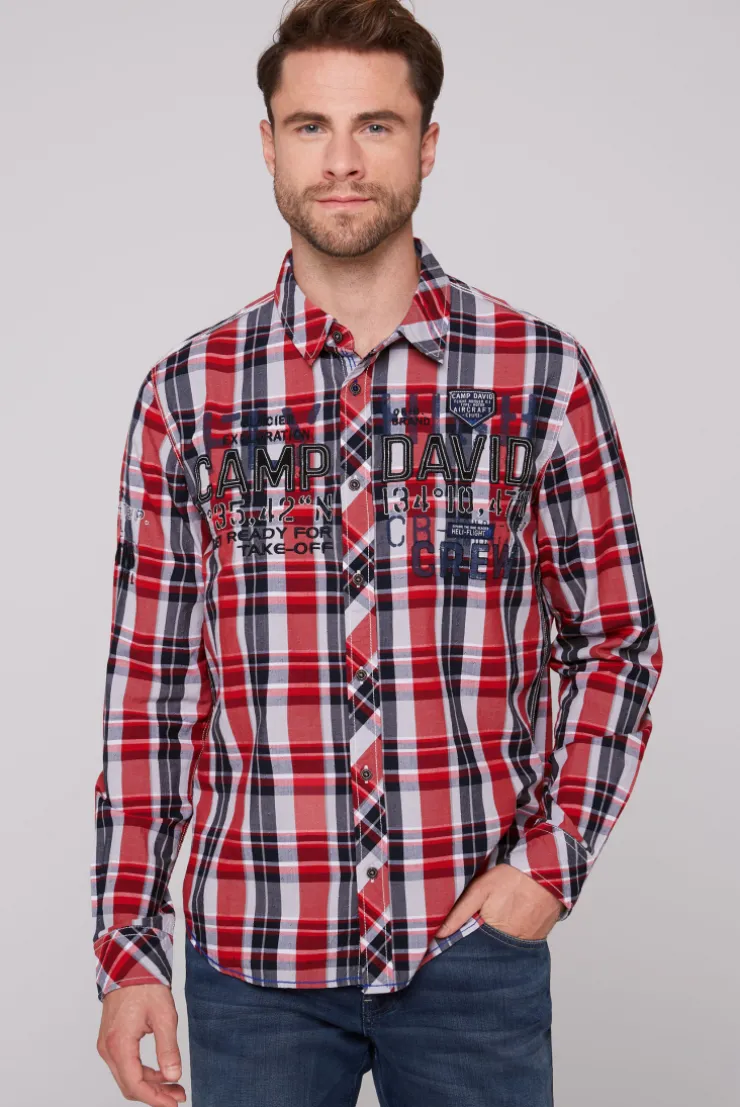 CAMP DAVID & SOCCX Karohemd mit Label-Applikationen flight red flightred Online