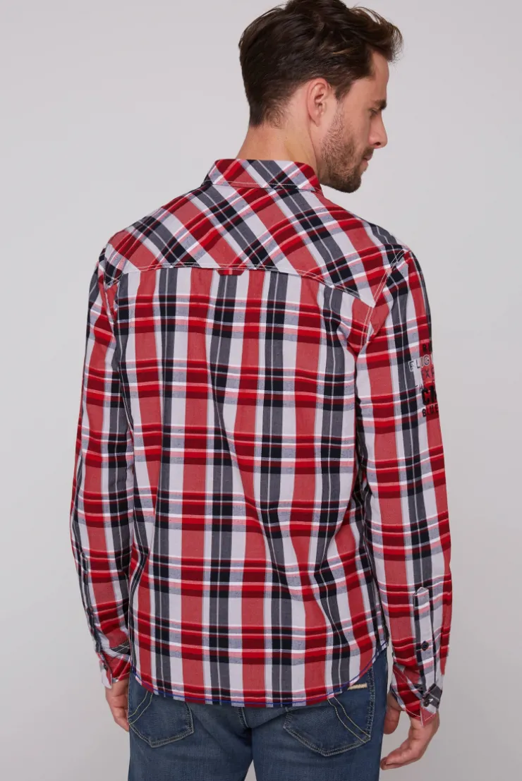 CAMP DAVID & SOCCX Karohemd mit Label-Applikationen flight red flightred Online