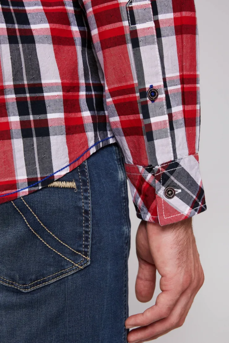 CAMP DAVID & SOCCX Karohemd mit Label-Applikationen flight red flightred Online