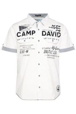 CAMP DAVID & SOCCX Kurzarmhemd mit Klappentaschen und Prints opticwhite Clearance