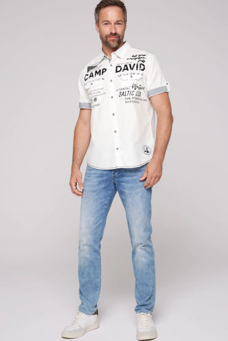 CAMP DAVID & SOCCX Kurzarmhemd mit Klappentaschen und Prints opticwhite Clearance