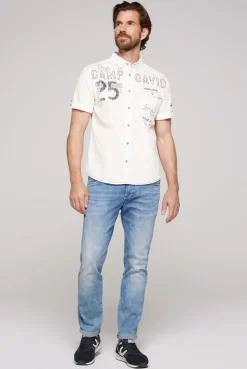 CAMP DAVID & SOCCX Kurzarmhemd mit Logo-Applikationen ivory Cheap