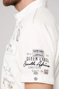 CAMP DAVID & SOCCX Kurzarmhemd mit Logo-Applikationen ivory Cheap