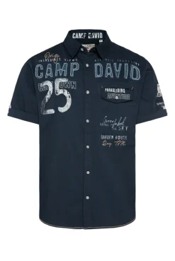 CAMP DAVID & SOCCX Kurzarmhemd mit Logo-Applikationen blue navy bluenavy Best
