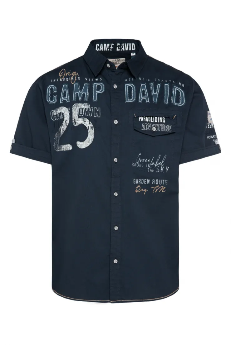 CAMP DAVID & SOCCX Kurzarmhemd mit Logo-Applikationen blue navy bluenavy Best