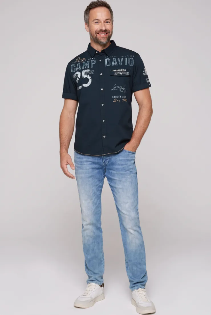 CAMP DAVID & SOCCX Kurzarmhemd mit Logo-Applikationen blue navy bluenavy Best