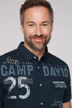 CAMP DAVID & SOCCX Kurzarmhemd mit Logo-Applikationen blue navy bluenavy Best