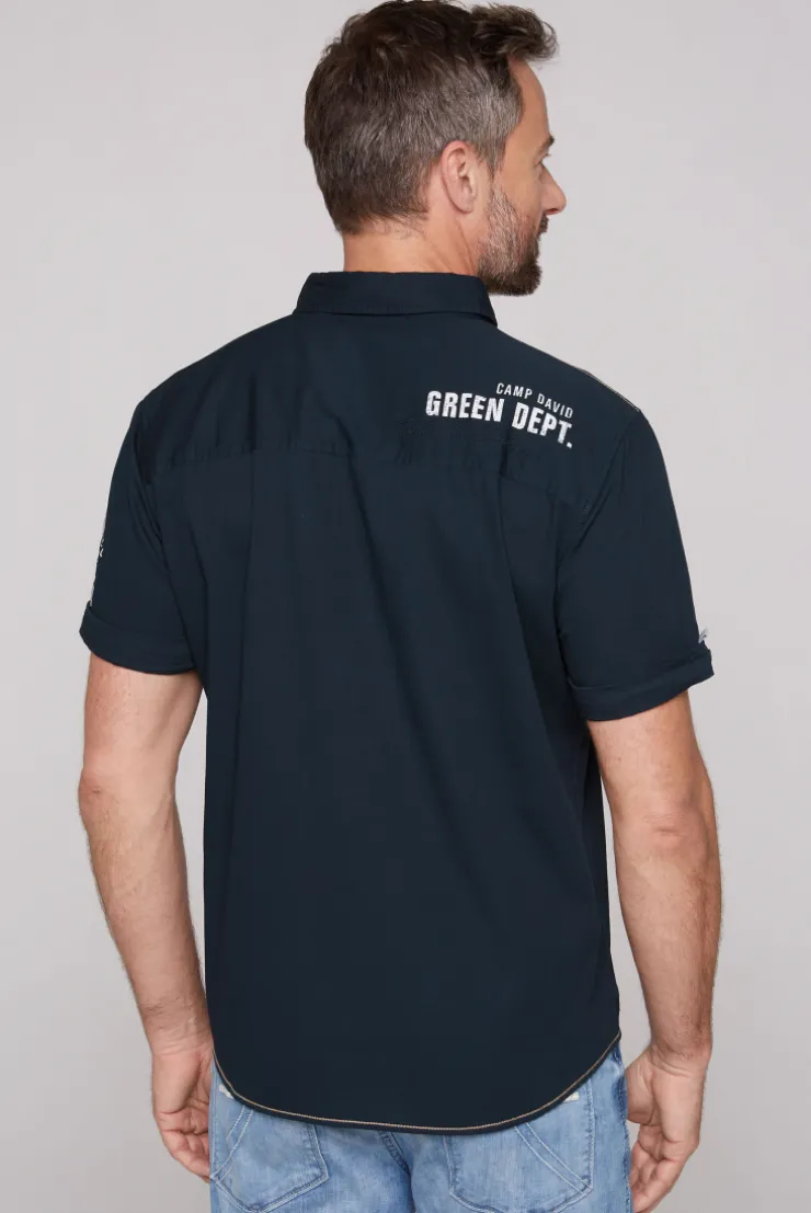 CAMP DAVID & SOCCX Kurzarmhemd mit Logo-Applikationen blue navy bluenavy Best