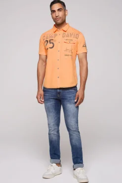 CAMP DAVID & SOCCX Kurzarmhemd mit Logo-Applikationen sunrise orange sunriseorange Flash Sale