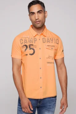 CAMP DAVID & SOCCX Kurzarmhemd mit Logo-Applikationen sunrise orange sunriseorange Clearance
