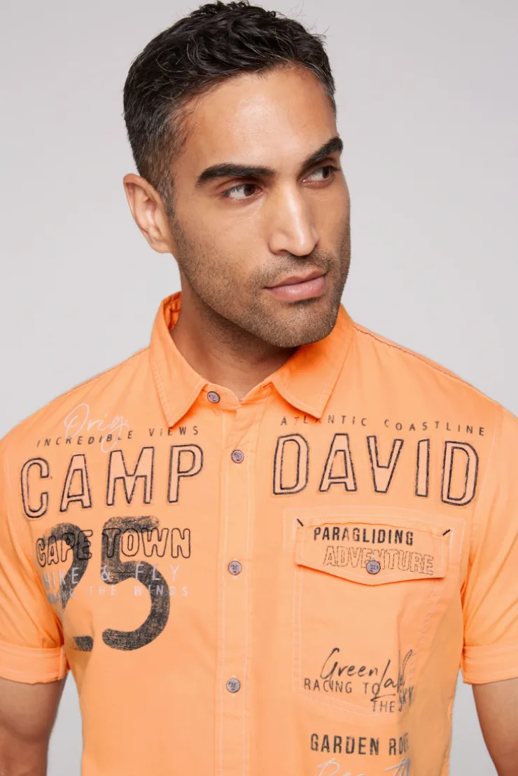 CAMP DAVID & SOCCX Kurzarmhemd mit Logo-Applikationen sunrise orange sunriseorange Clearance