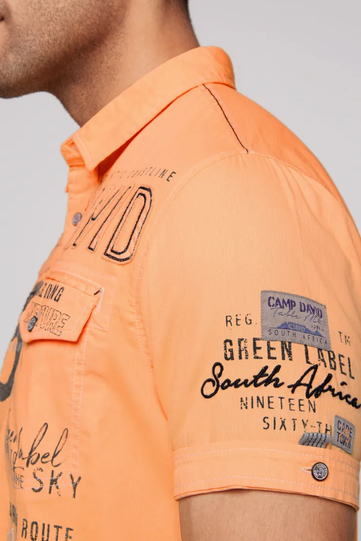 CAMP DAVID & SOCCX Kurzarmhemd mit Logo-Applikationen sunrise orange sunriseorange Clearance