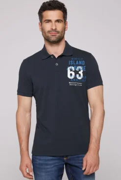 CAMP DAVID & SOCCX Kurzarmpolo aus Pikee mit Label Print classic navy classicnavy Sale