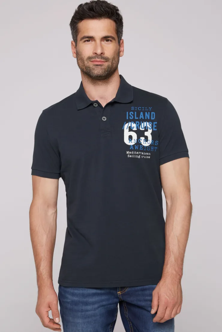 CAMP DAVID & SOCCX Kurzarmpolo aus Pikee mit Label Print classic navy classicnavy Sale