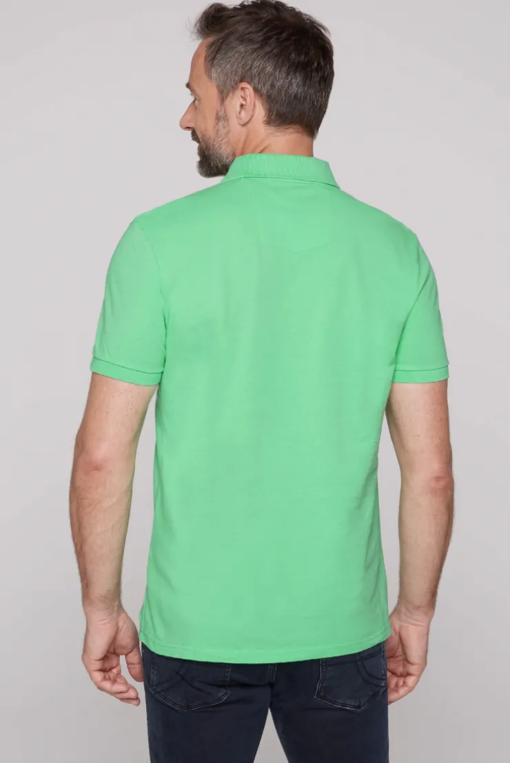 CAMP DAVID & SOCCX Kurzarmpolo aus Pikee mit Label Print regatta green regattagreen Discount