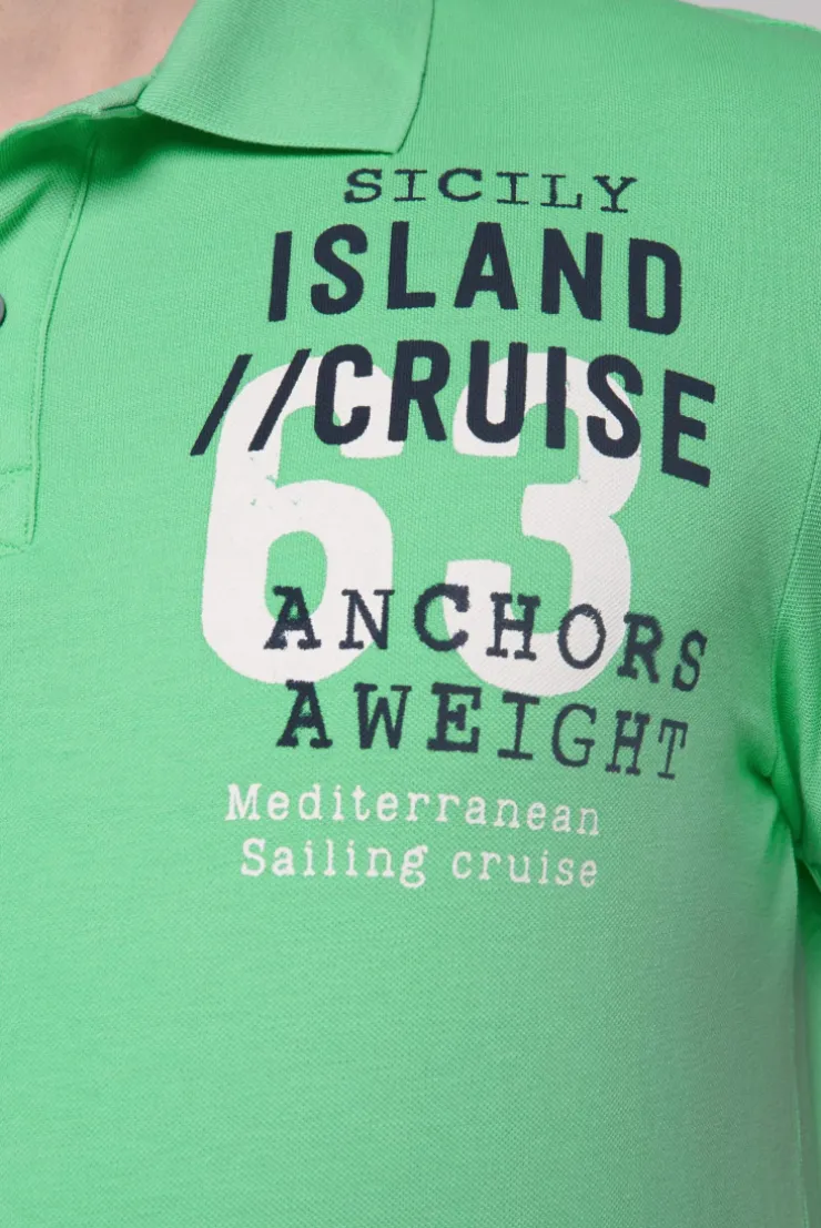CAMP DAVID & SOCCX Kurzarmpolo aus Pikee mit Label Print regatta green regattagreen Discount