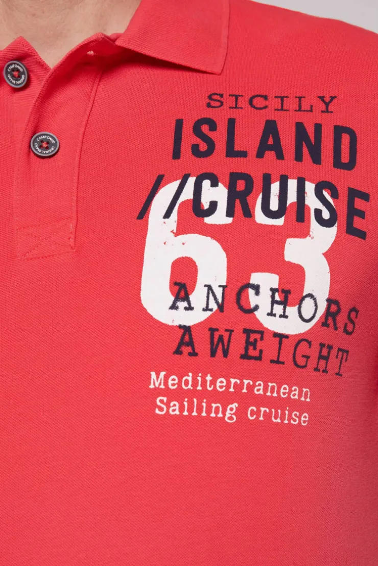 CAMP DAVID & SOCCX Kurzarmpolo aus Pikee mit Label Print skipper red skipperred Store