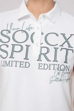 CAMP DAVID & SOCCX Kurzarmpolo aus Pikee mit Logo Print opticwhite Cheap
