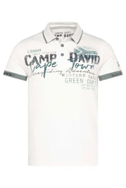CAMP DAVID & SOCCX Kurzarmpolo mit Flockprint und Tapes ivory Store