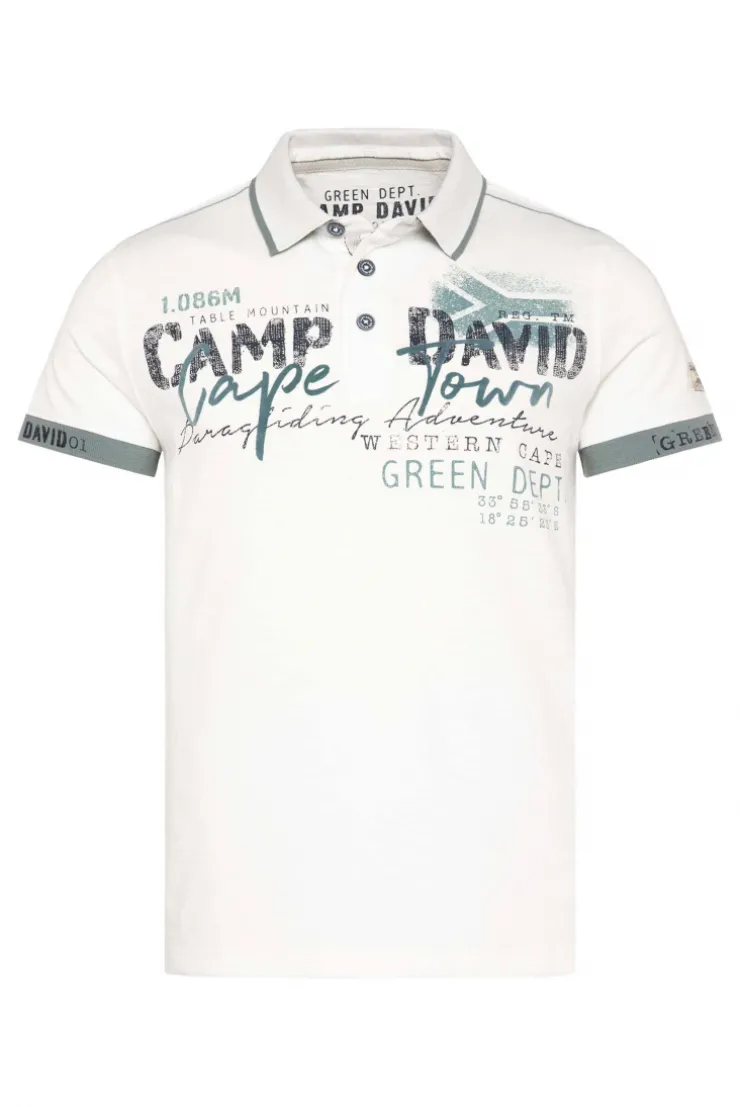 CAMP DAVID & SOCCX Kurzarmpolo mit Flockprint und Tapes ivory Store