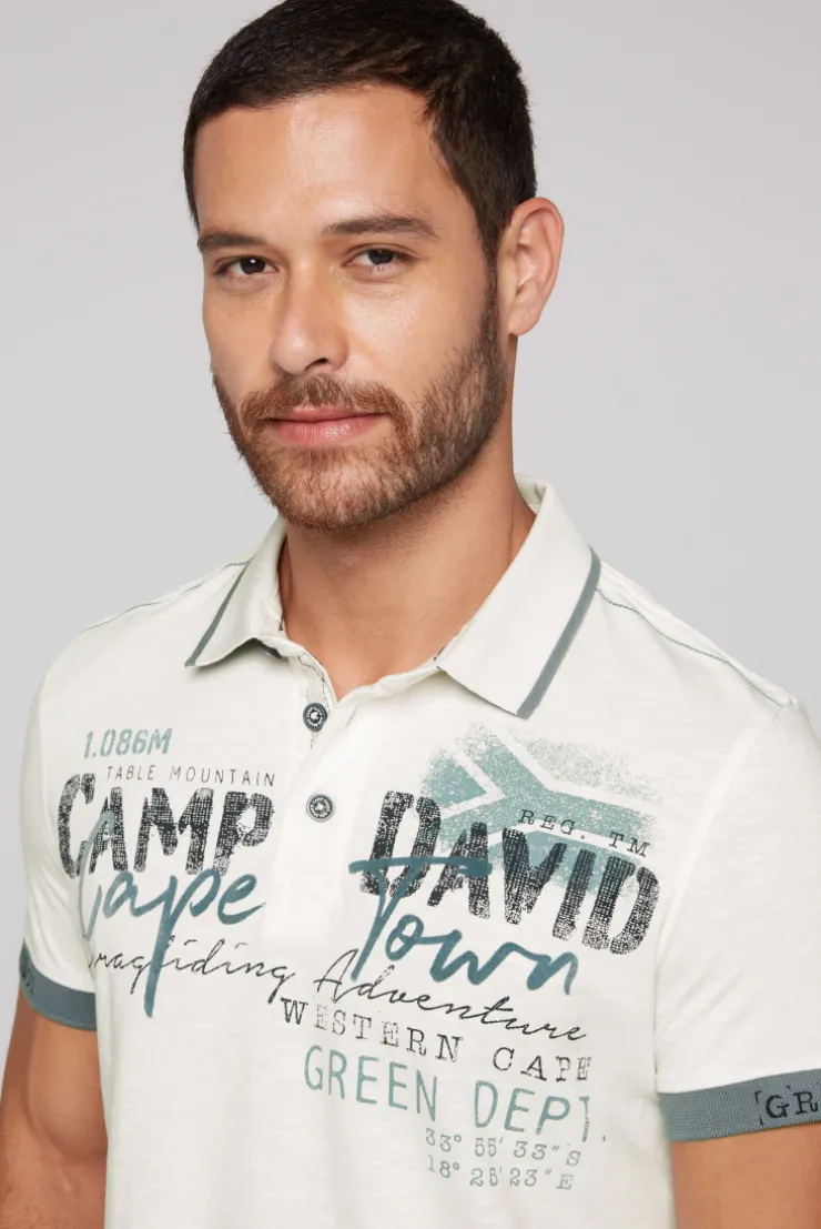 CAMP DAVID & SOCCX Kurzarmpolo mit Flockprint und Tapes ivory Store