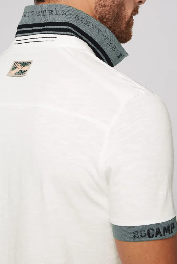 CAMP DAVID & SOCCX Kurzarmpolo mit Flockprint und Tapes ivory Store