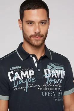 CAMP DAVID & SOCCX Kurzarmpolo mit Flockprint und Tapes blue navy bluenavy Discount