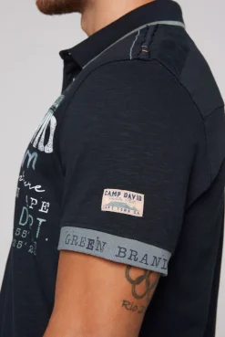 CAMP DAVID & SOCCX Kurzarmpolo mit Flockprint und Tapes blue navy bluenavy Discount