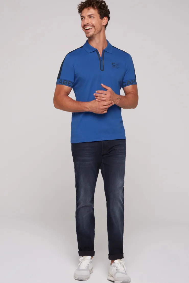 CAMP DAVID & SOCCX Kurzarmpolo mit Folienprints strong blue strongblue Outlet