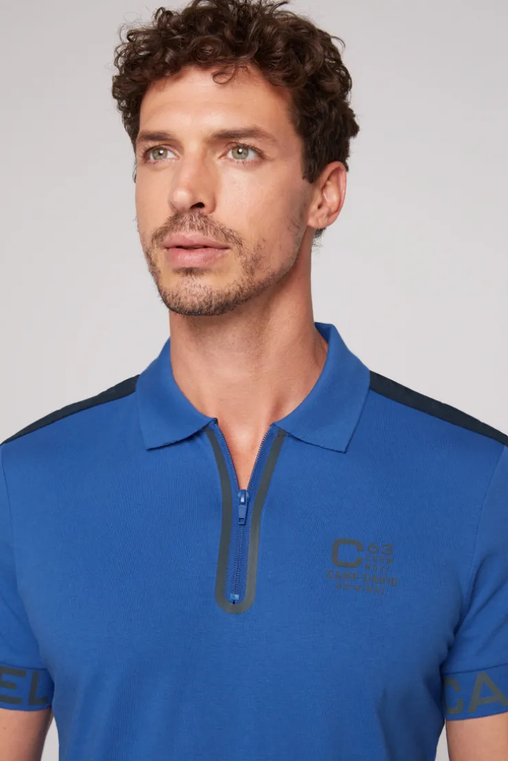 CAMP DAVID & SOCCX Kurzarmpolo mit Folienprints strong blue strongblue Outlet