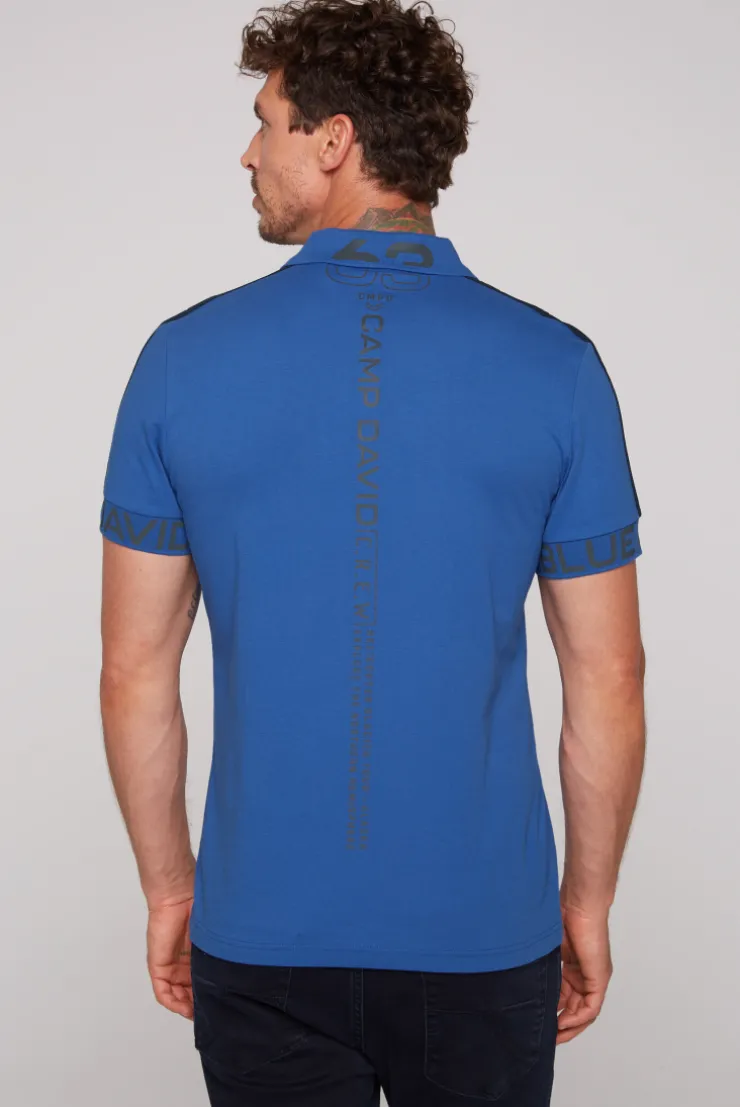 CAMP DAVID & SOCCX Kurzarmpolo mit Folienprints strong blue strongblue Outlet