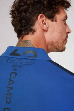 CAMP DAVID & SOCCX Kurzarmpolo mit Folienprints strong blue strongblue Outlet