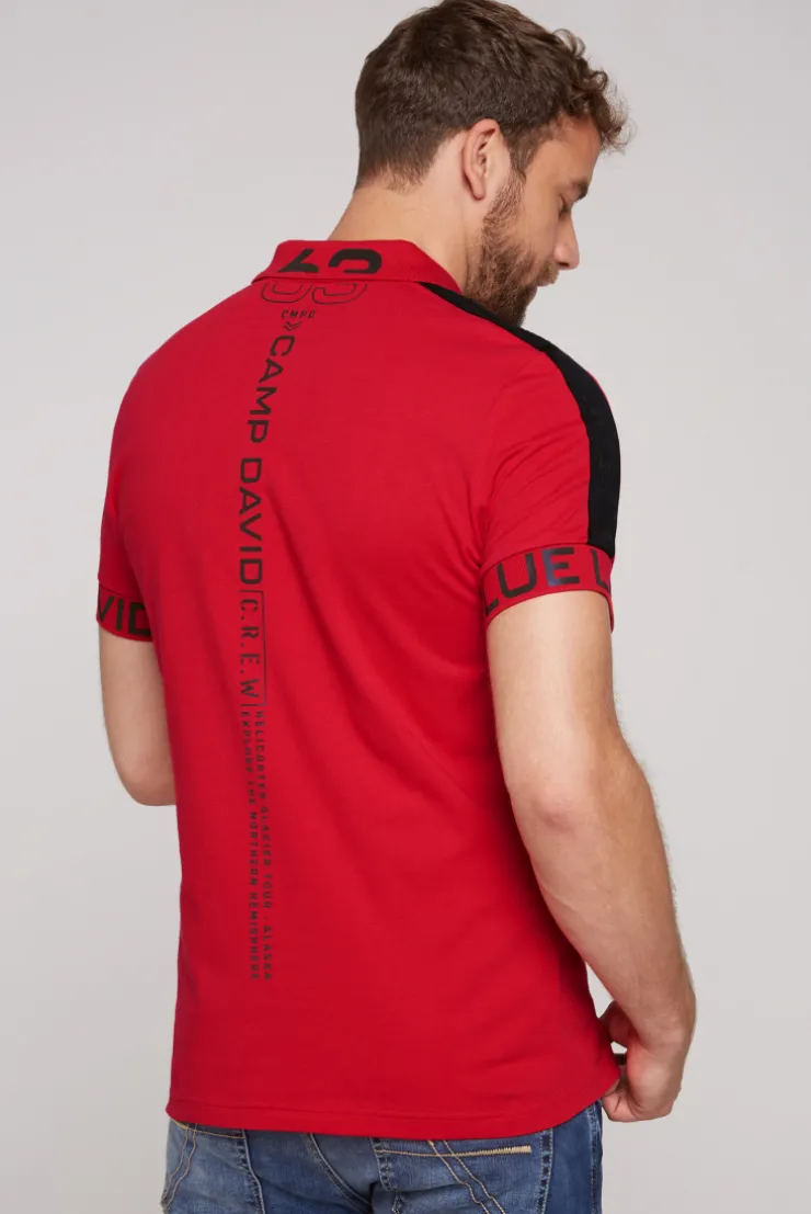 CAMP DAVID & SOCCX Kurzarmpolo mit Folienprints flight red flightred Best
