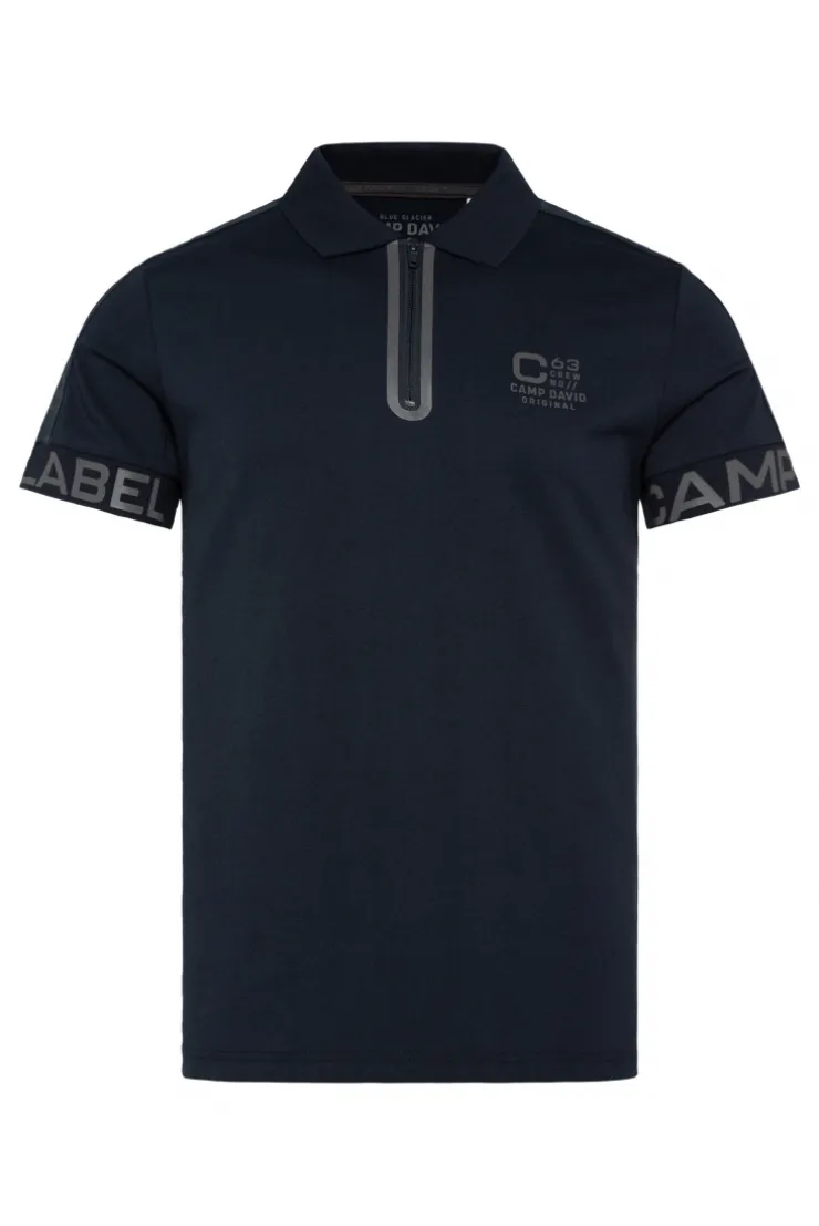 CAMP DAVID & SOCCX Kurzarmpolo mit Folienprints blue navy bluenavy Outlet